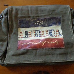 NWT VINTAGE ADDICTION '1776' Flag Recycled Military Tent Handbag